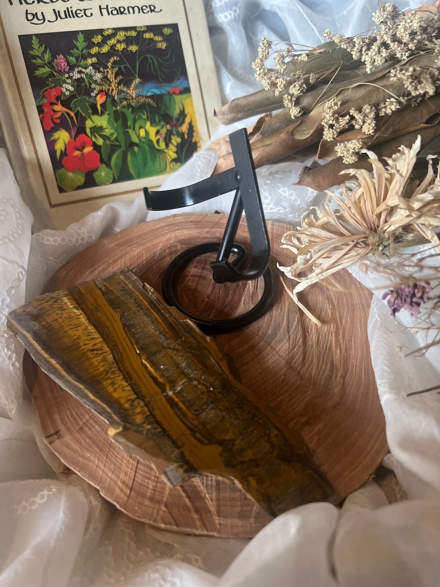 Golden Tigers Eye Half Polished Slab & Stand