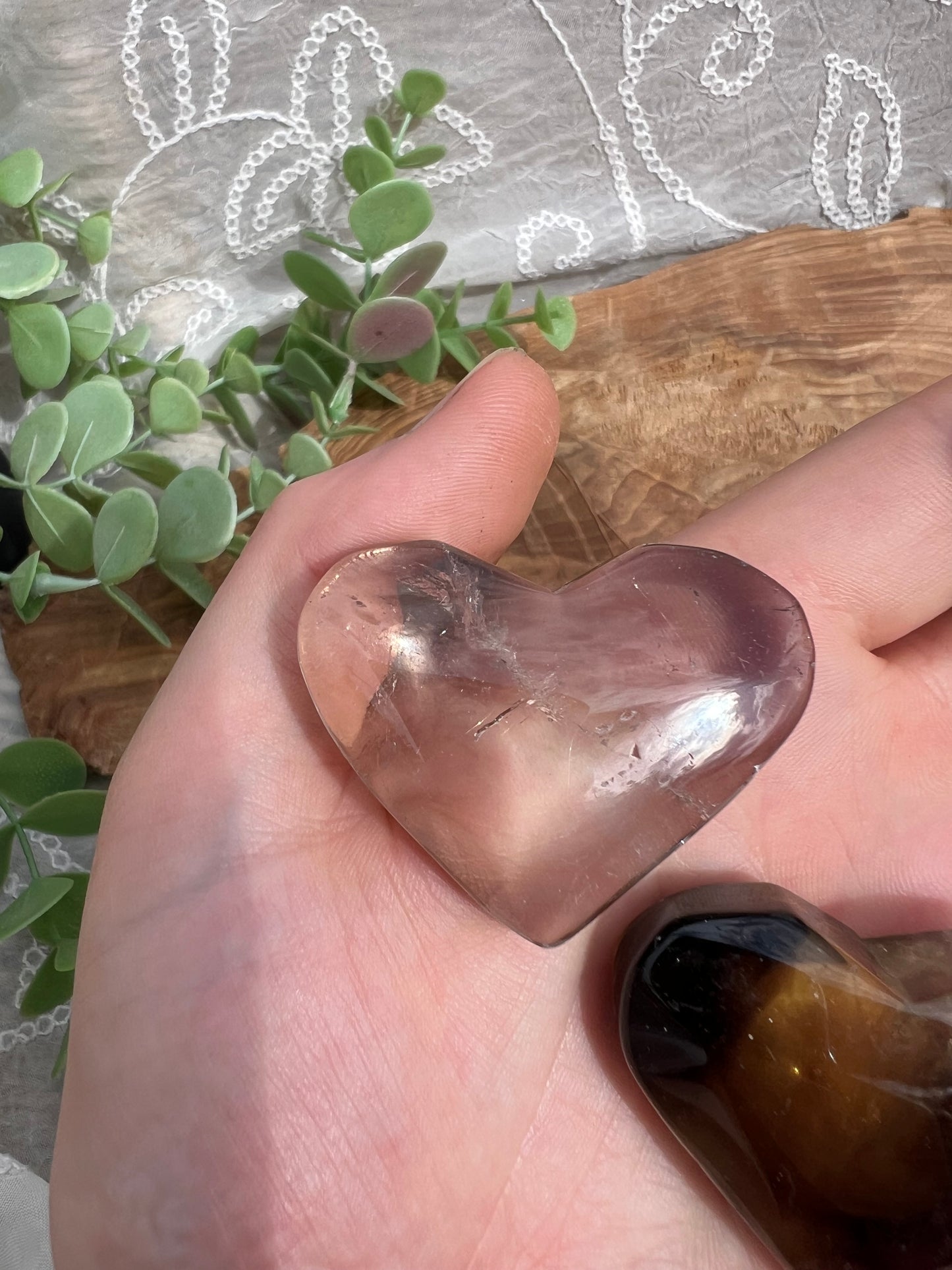 A grade smokey quartz heart carvings