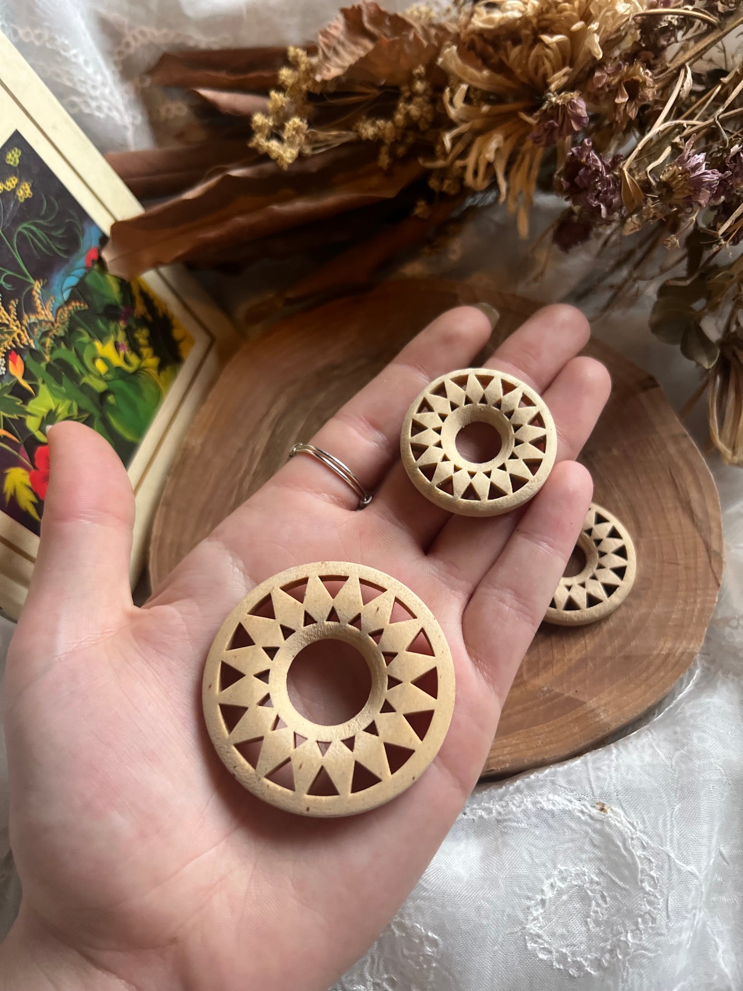 wooden sphere stands