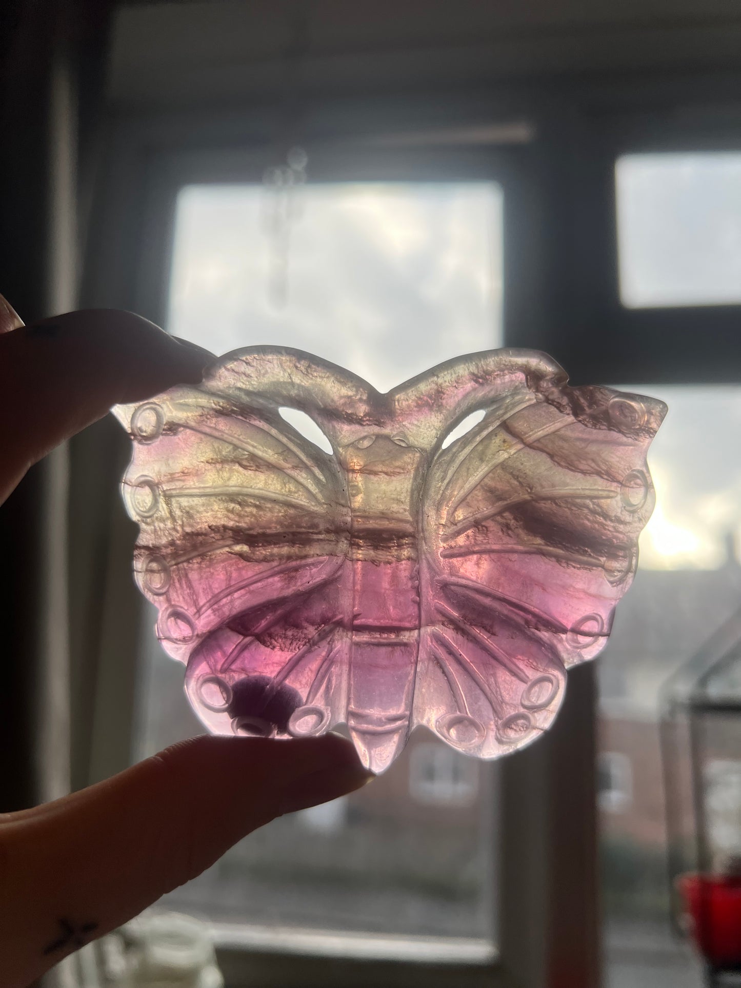 Fluorite butterfly shaped display crystal with stand B