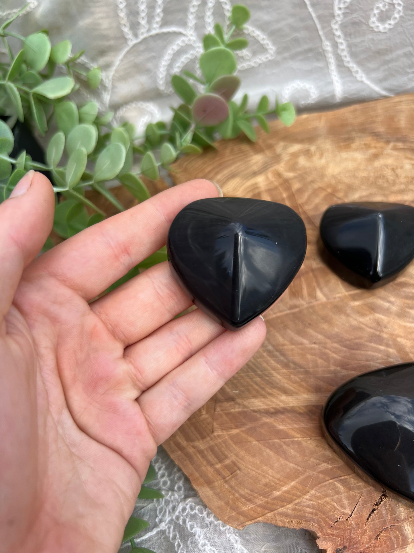 obsidian heart carvings
