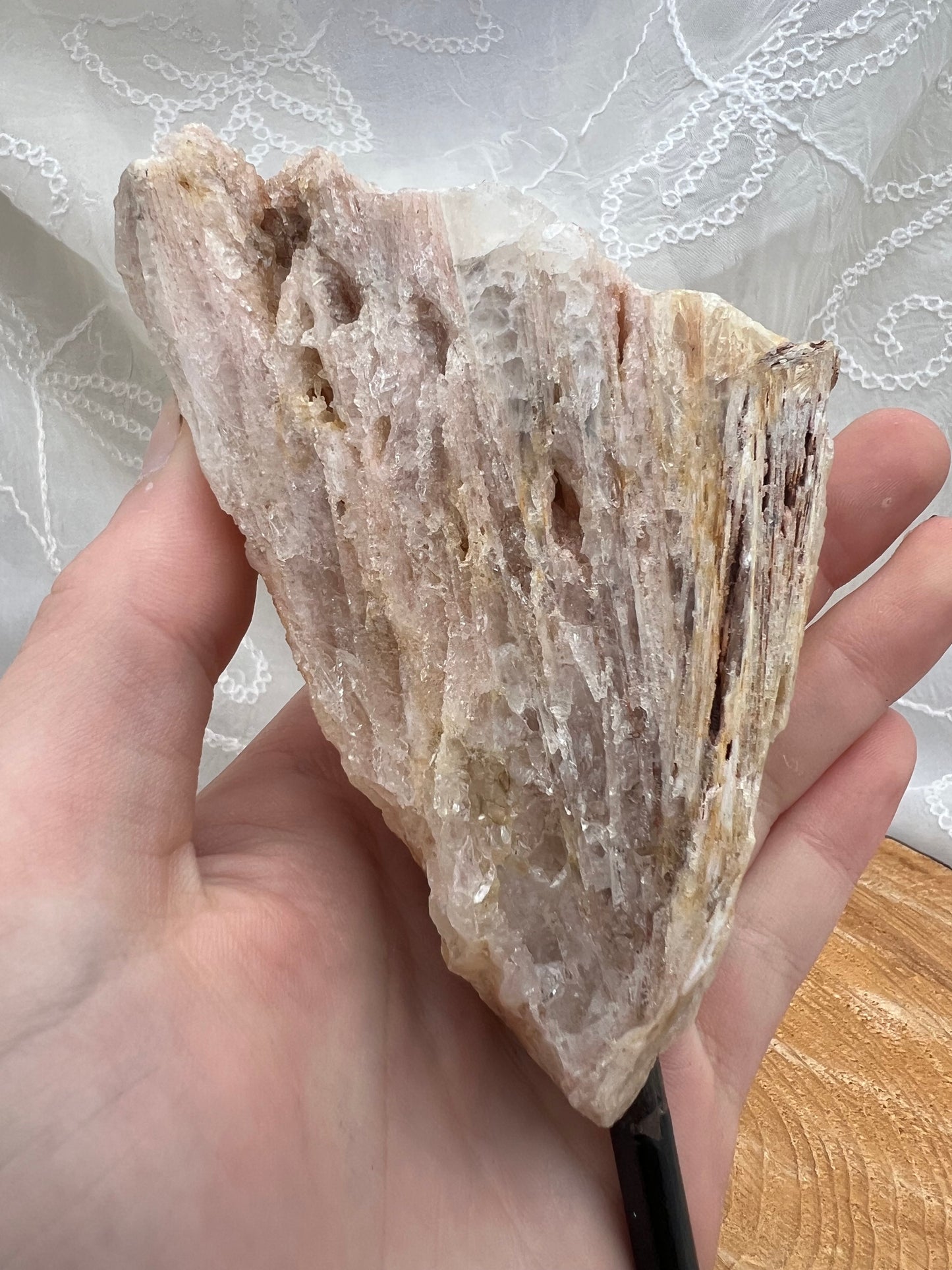 large pink amethyst slab on stand B