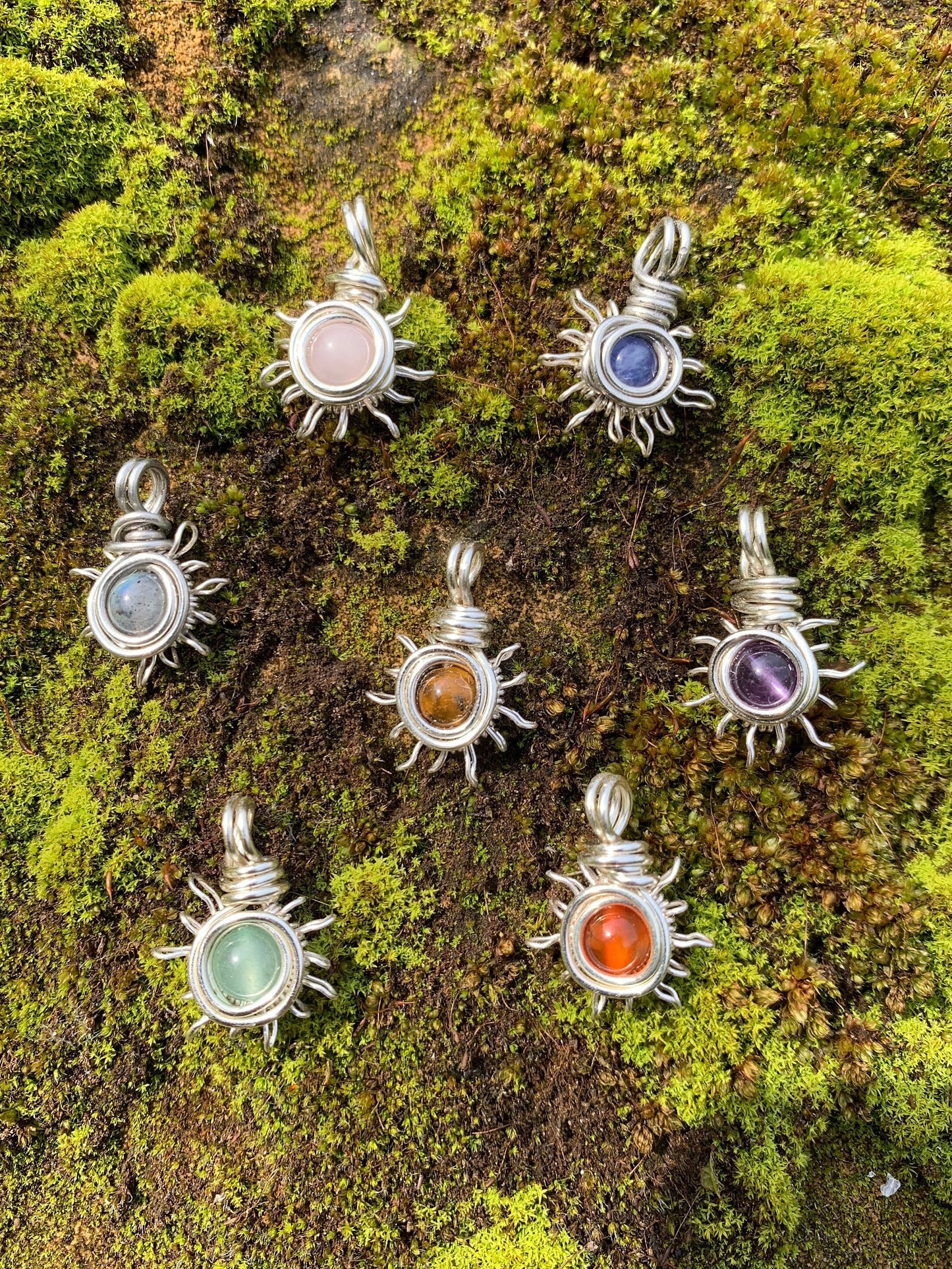 Silver mini Crystal bead Sunshine nekclace pendant