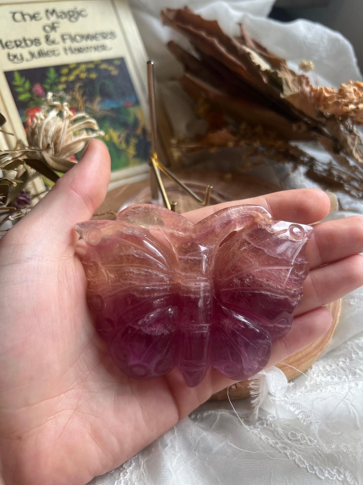 Fluorite butterfly shaped display crystal with stand B