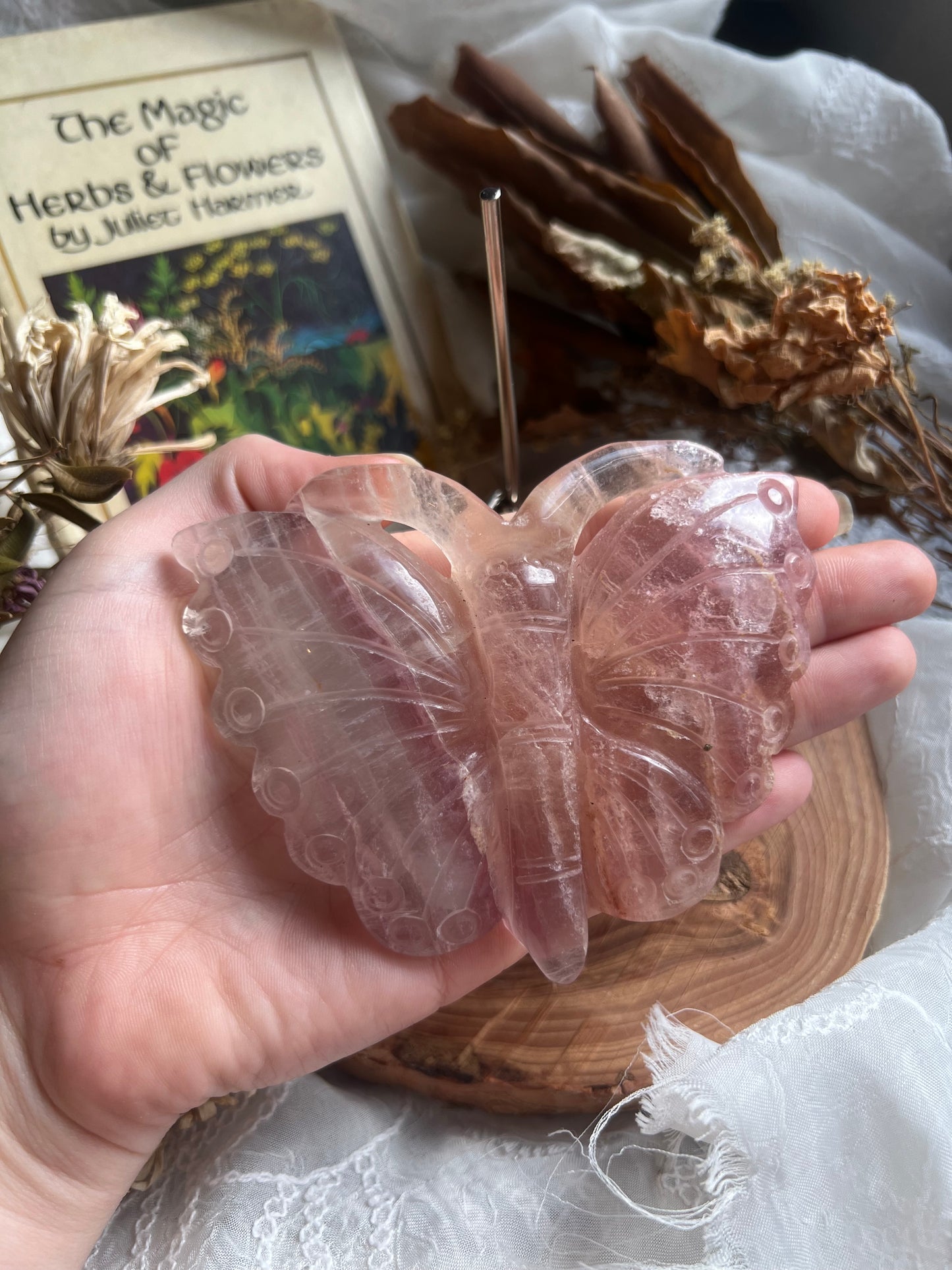 Fluorite butterfly shaped display crystal with stand A