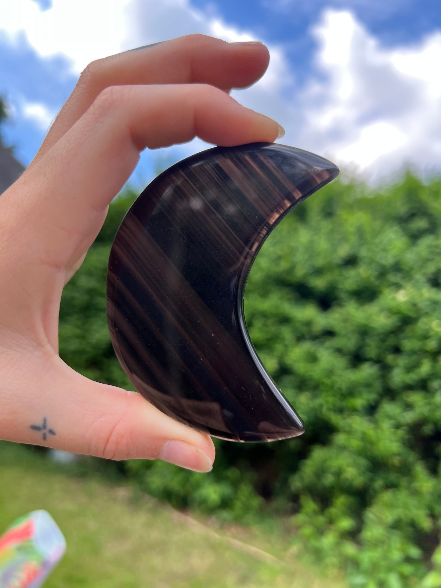 large lace obsidian heart carvings with stand