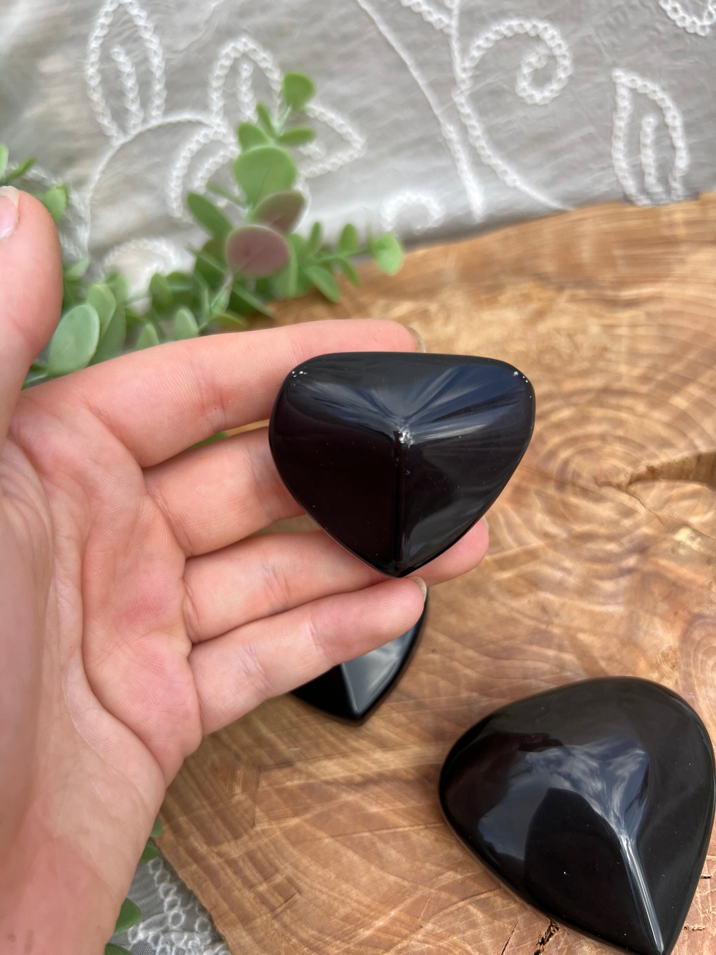 obsidian heart carvings