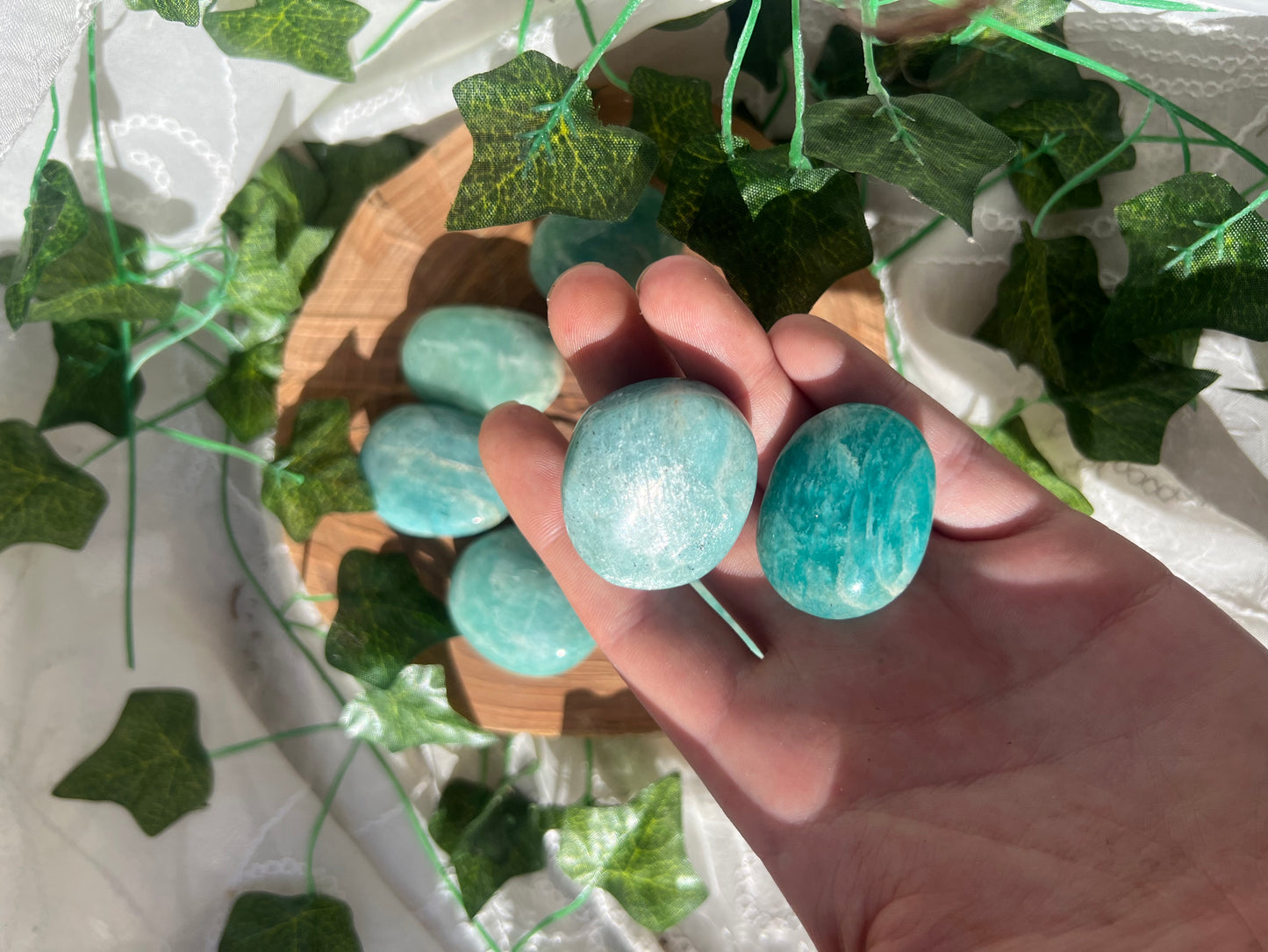 small amazonite palm stone/pebbles