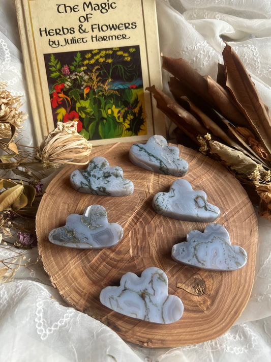 small moss agate cloud carvings