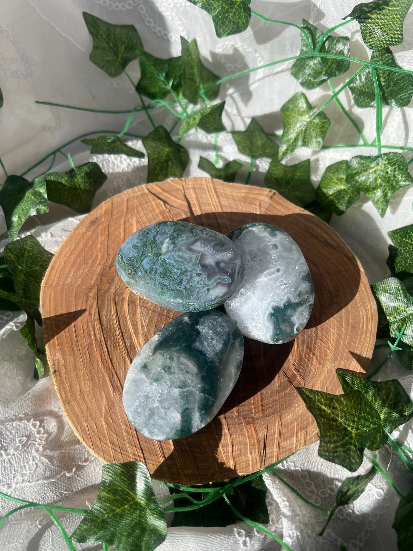 moss agate palm stone/pebbles