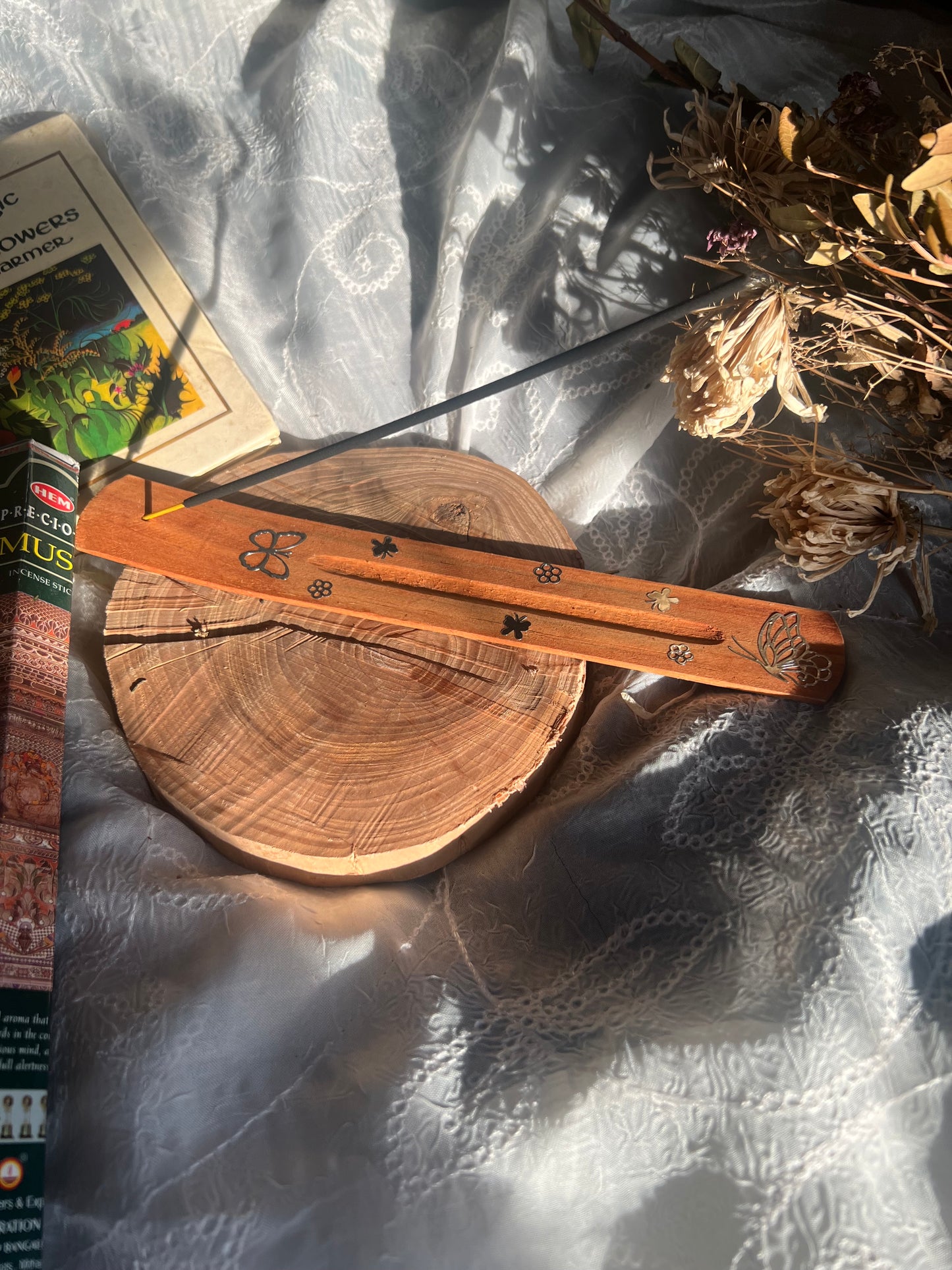 Butterfly Detail Incense wooden Holder