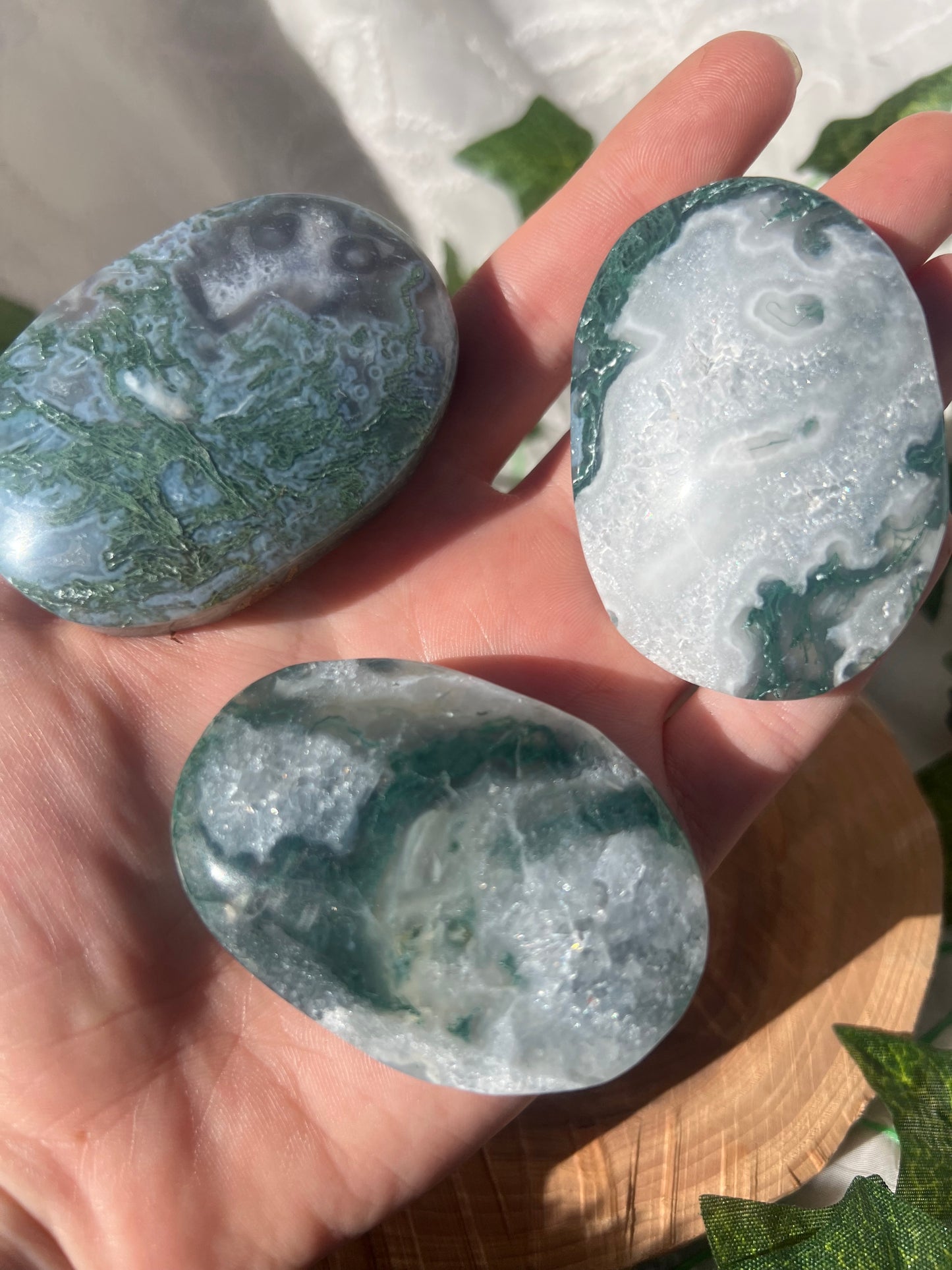 moss agate palm stone/pebbles