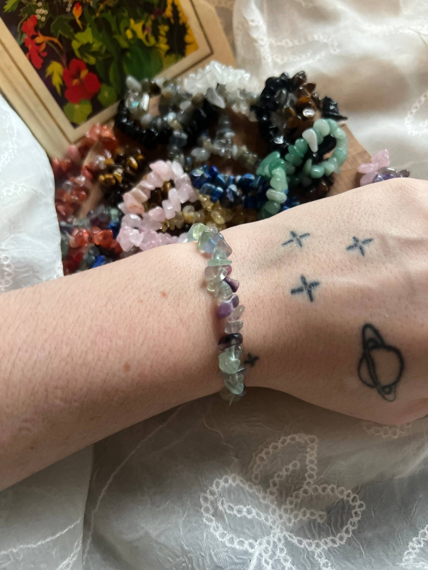 Crystal Chip elasticated bracelet