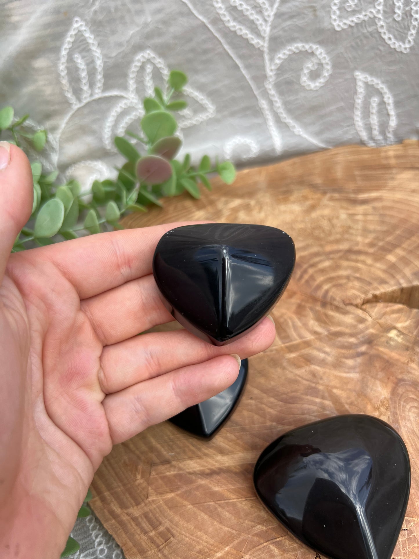 obsidian heart carvings