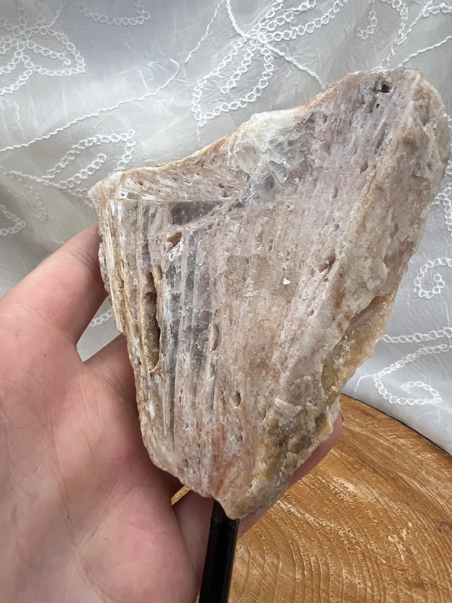 large pink amethyst slab on stand B