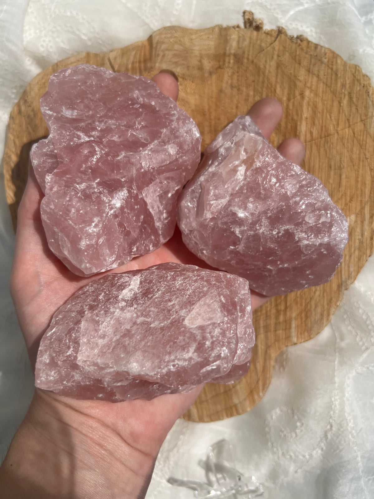 large A grade rose quartz raw chunks