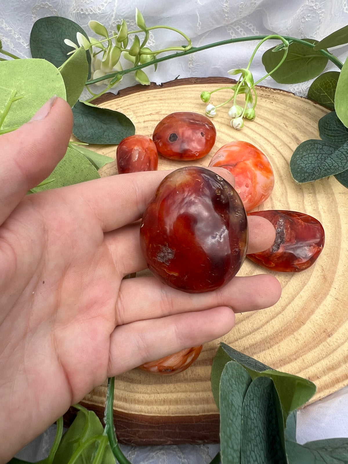 carnelian palm stone/pebbles