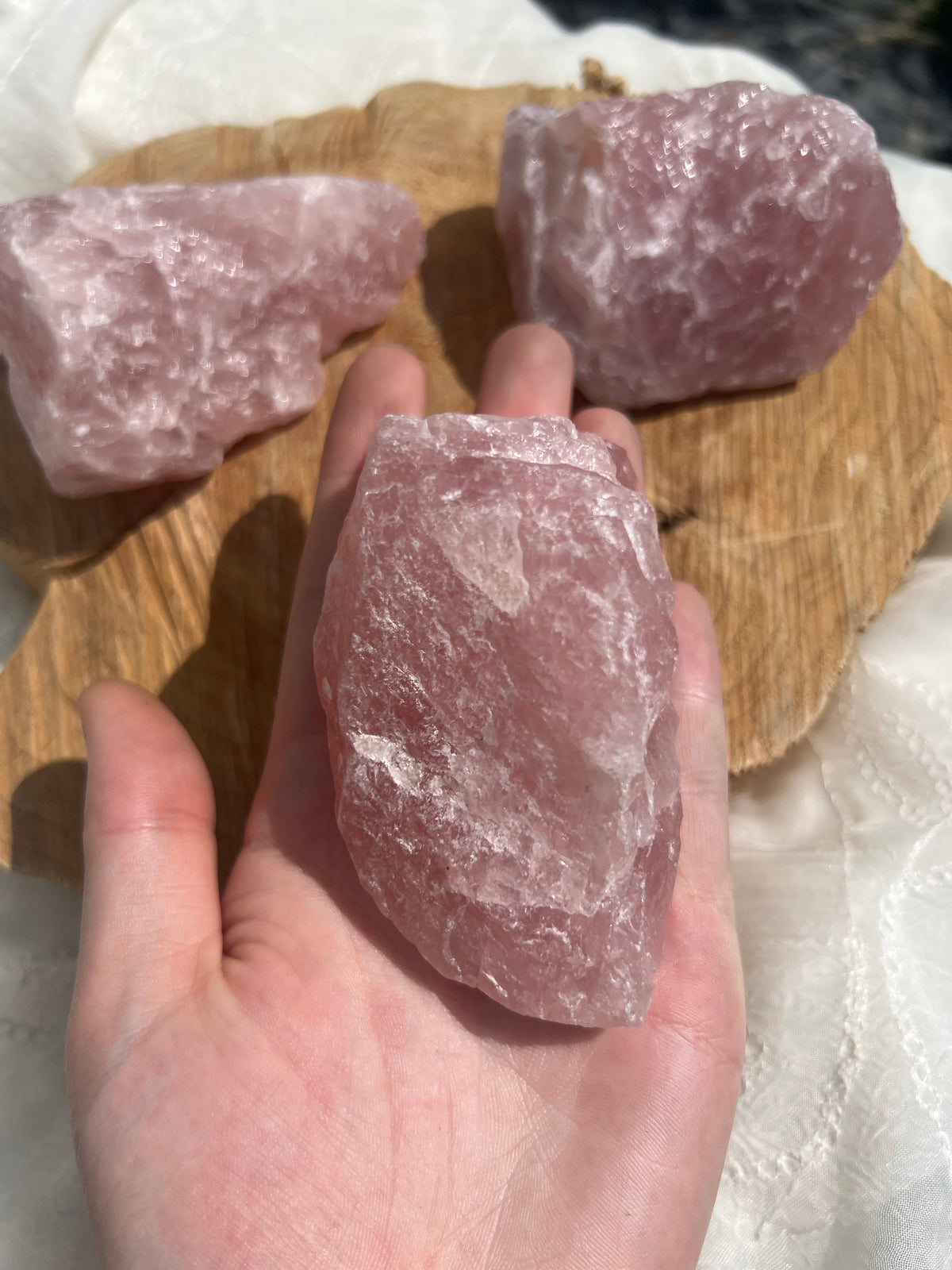 large A grade rose quartz raw chunks