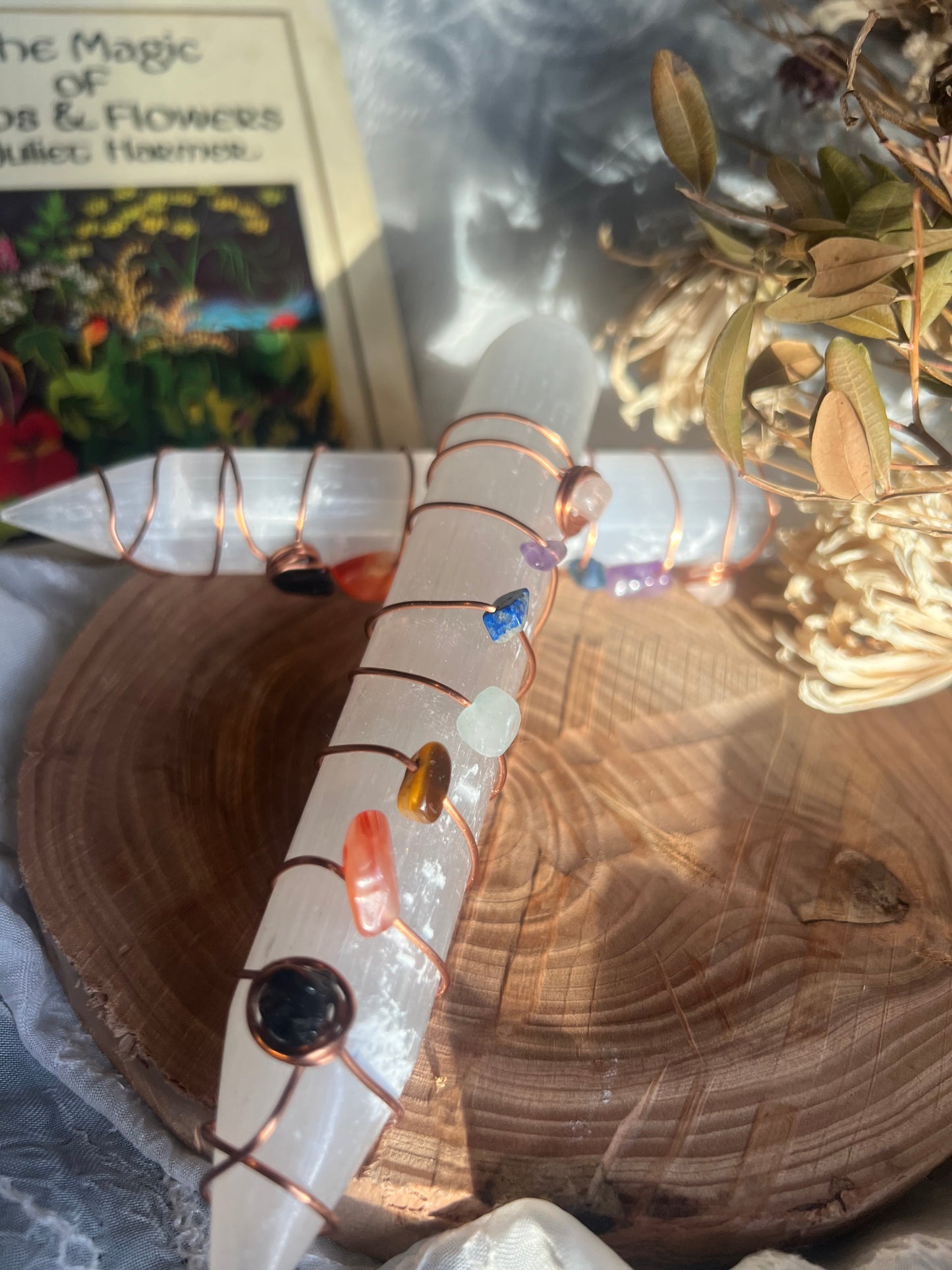 large chakra cleansing satin spar selenite stick wand