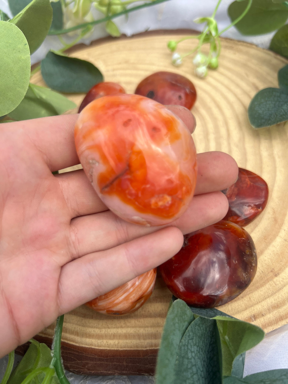 carnelian palm stone/pebbles