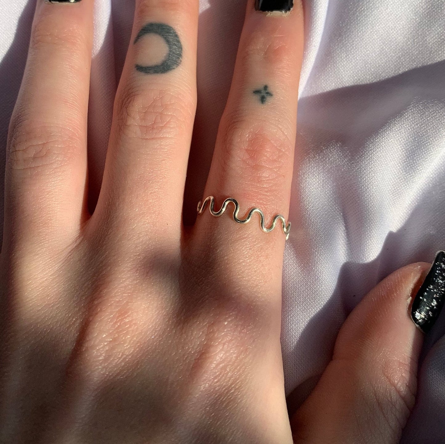 Silver Squiggly and Swirly Set adjustable rings