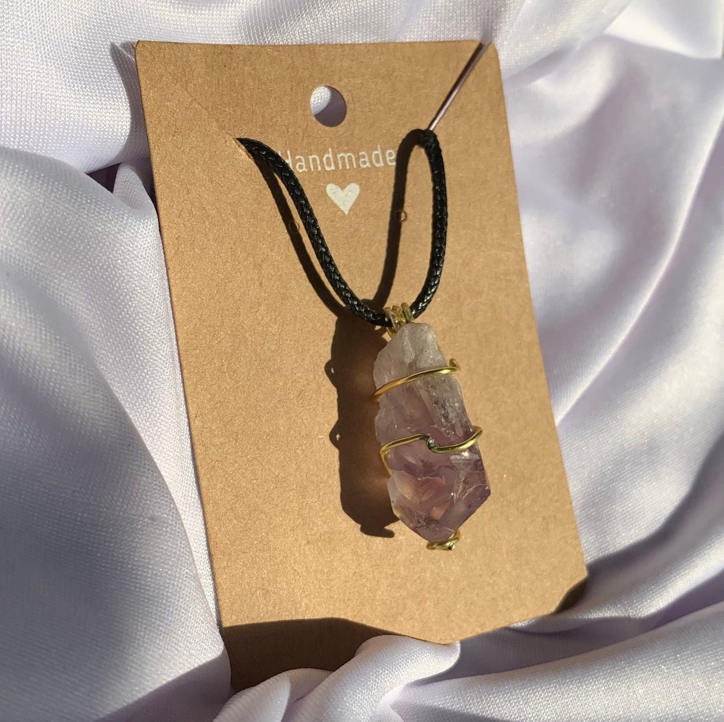 Raw amethyst point necklace pendant